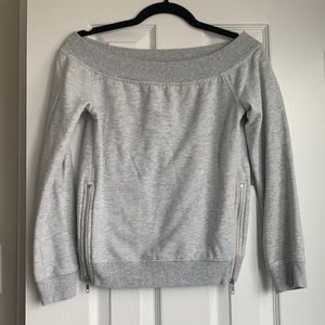 Garage Soft Grey Wide Neck Top with Zippered Sides
